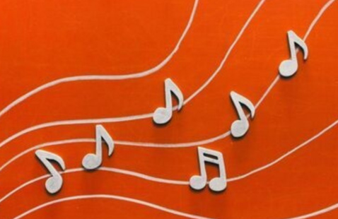 music notes with an orange background
