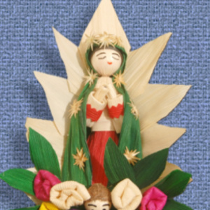 La Virgen de Guadalupe, made from corn husks