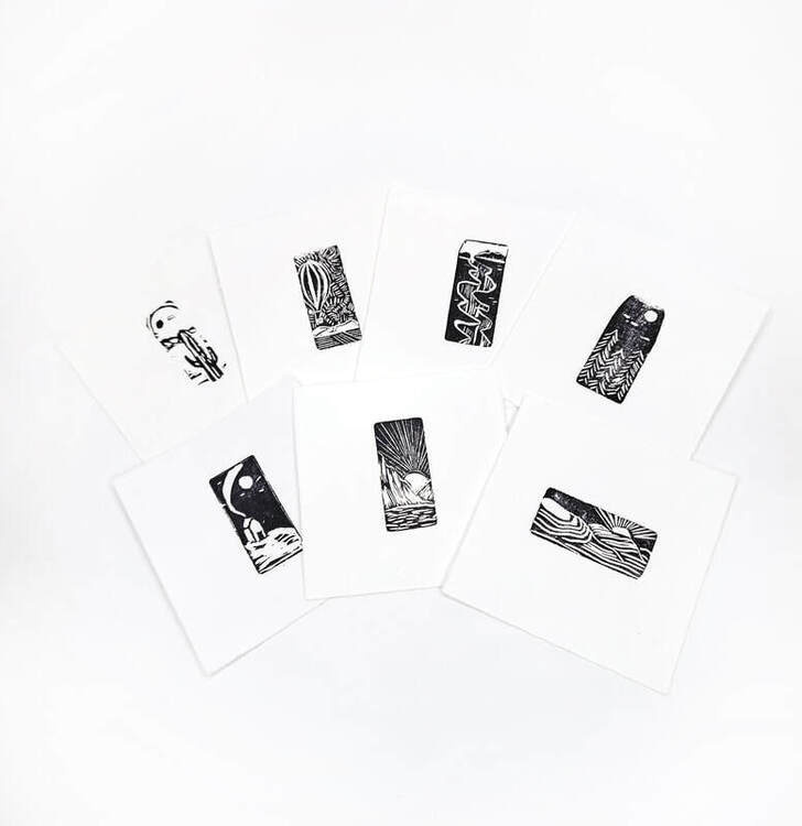 Eraser linocuts by Aquino. 