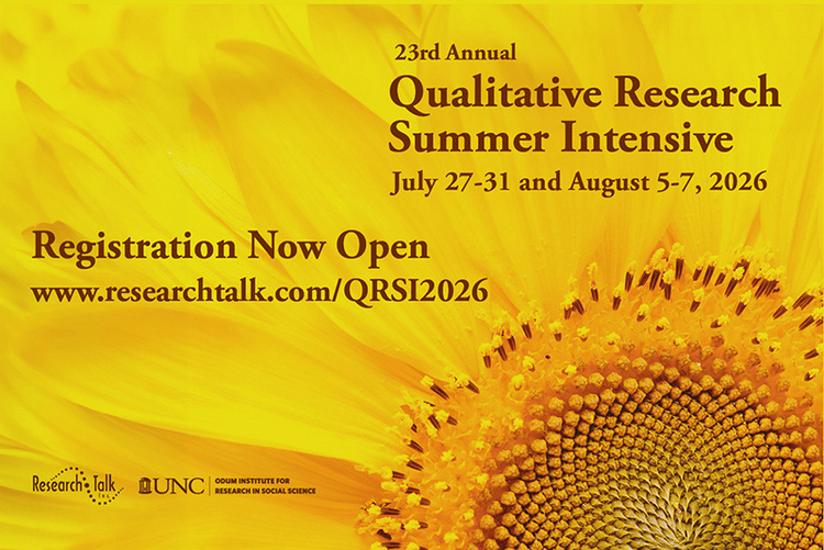 Yellow Background with Sunflower and dates for the Qualitative Research Summer Intensive