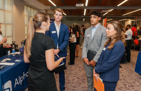 Students at a career fair