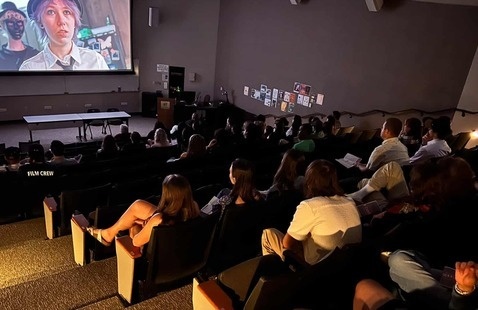 Festival screening with a view of the audience from above.