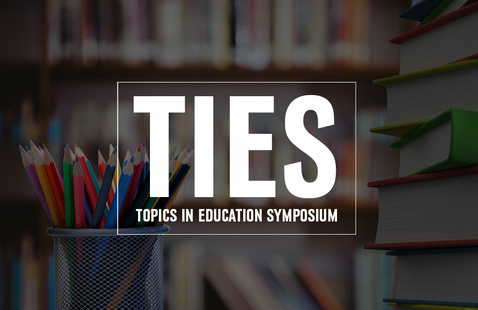 Image of books with the text Topics in Education Symposium TIES