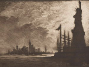 Joseph Pennell (American, 1857–1926), Hail America, 1908, mezzotint. Gift of Persis D. Judd and children Pi, Betsy, Orrin D. and John, in memory of Judge Orrin G. Judd, Class of 1926