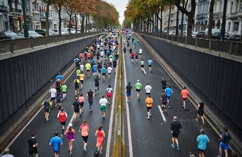 People running in a race