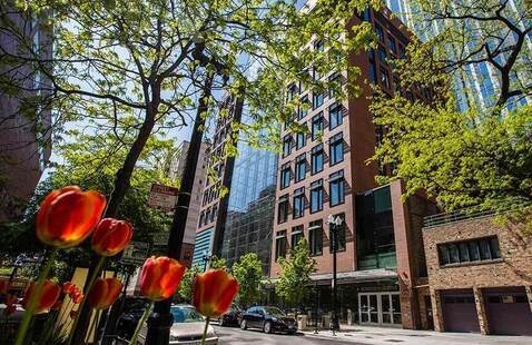 Exterior Shot of the Schreiber Center Building in the Spring