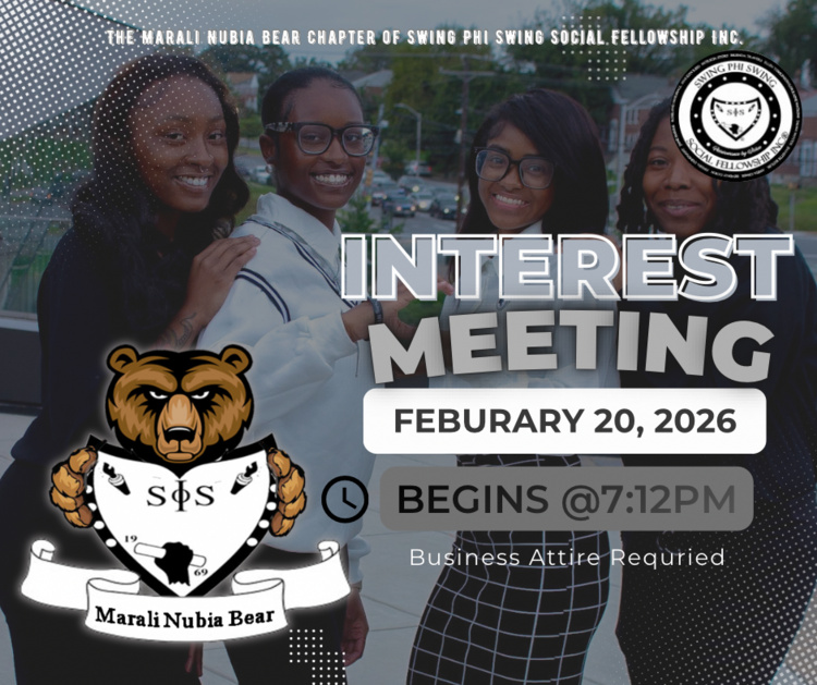 Feb 20, 2026: Marali Nubia Bear Chapter of Swing Phi Swing SFI Interest Meeting at University Student Center thumbnail image