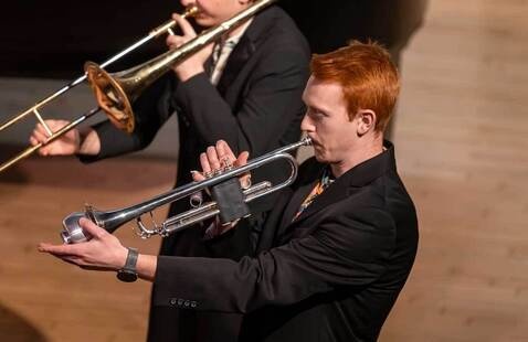 Student playing trumpet