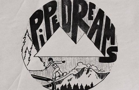 Event flyer featuring an illustration of a snowboarder amongst trees and mountains