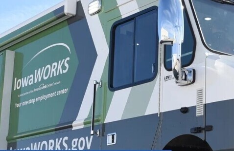 Image of IowaWORKS Mobile Unit on Campus