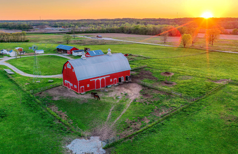 The Farm at Prophetstown at sunset, Prophetstown State Park, Photo by Frank Oliver, DNR photographer