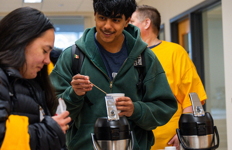 Students getting coffee