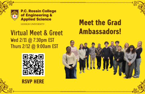 Meet the Grad Ambassadors Flyer. Scan the QR code or click the registration link to rsvp