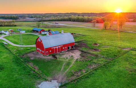 The Farm at Prophetstown at sunset, Prophetstown State Park, Photo by Frank Oliver, DNR photographer