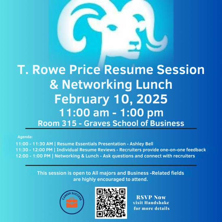 Feb 10, 2026: T.Rowe Spring 2026 Resume Session & Networking Lunch at Morgan Business Center thumbnail image