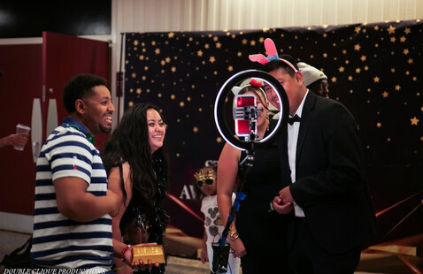 Students pose for camera at student life awards