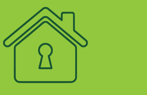 Illustration of a house with a key hole in the middle where the door would normally be.
