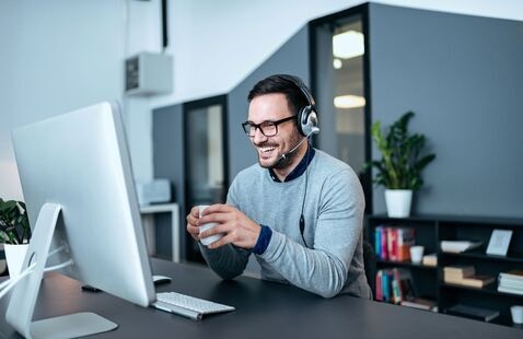 An individual taking part in webinar