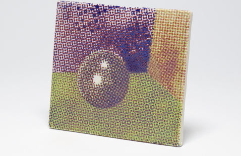 ceramic tile with graphic printed on it