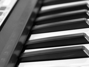 A closeup of an electric piano.