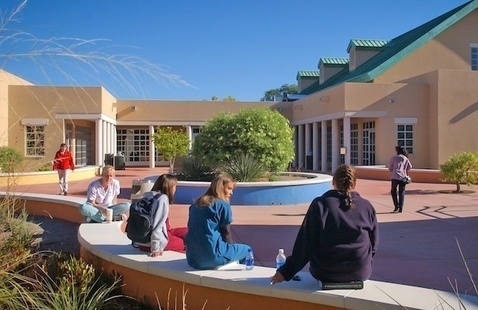 students sitting in the courtyard at South Valley campus