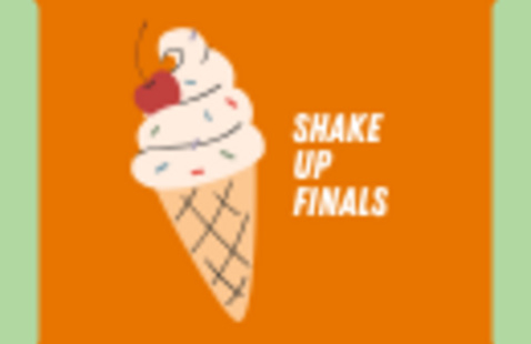 Drawing of a soft serve ice cream cone with rainbow sprinkles and a cherry.