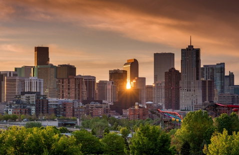 Denver Skyline under sunset