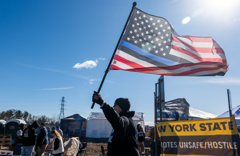 New York correctional officers and sergeants continue their strike for a second week outside of the Coxsackie Correctional Facility on February 28, 2025 in Coxsackie, Greene, New York.