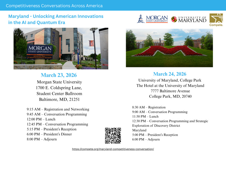 Mar 23, 2026: Competitiveness Conversations Across America: Maryland-Unlocking American Innovation in the AI and Quantum Era at University Student Center thumbnail image