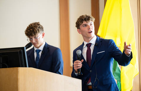two students presenting