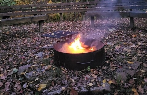 A campfire near the Brown County State Park Nature Center