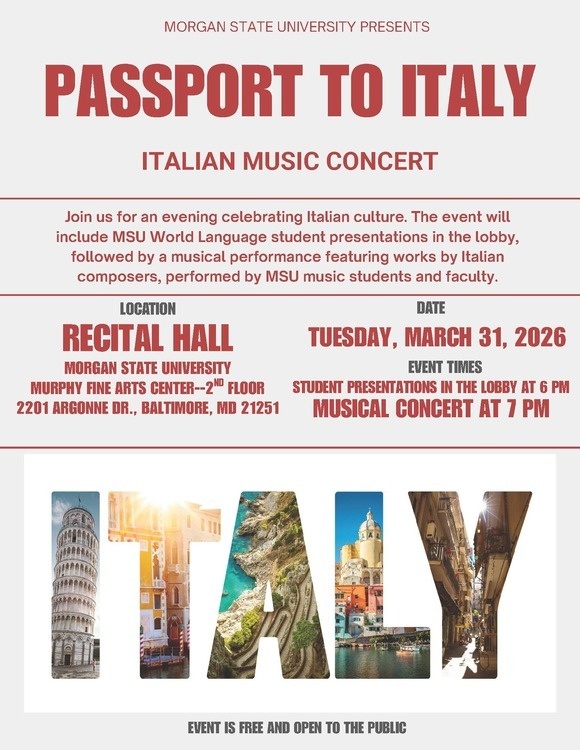 Mar 31, 2026: Passport to Italy Concert at Carl J. Murphy Fine Arts Center thumbnail image