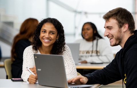 Students working on laptops