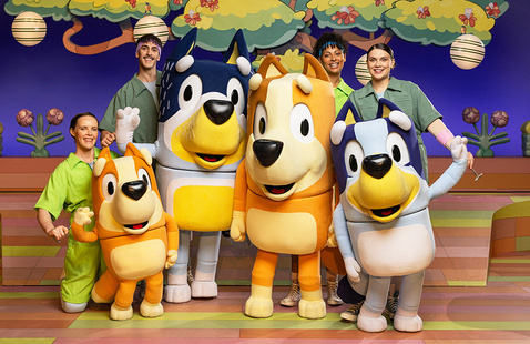 "Bluey's Big Play" features a mix of live action artists and life-sized puppets.