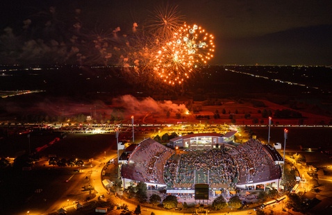 Homecoming fireworks show at stadium