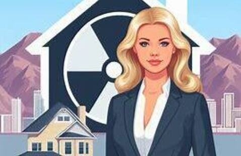 Woman in front of house