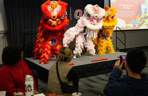 costumed characters onstage for Lunar New Year