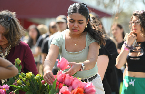 People selecting tulips and other flowers