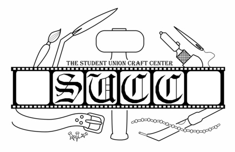 STUCC: Student Union Craft Center with illustration of crafting tools