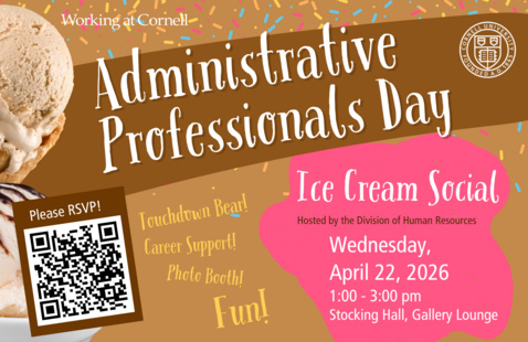 Administrative Professionals Day colorful graphic with ice cream sundae