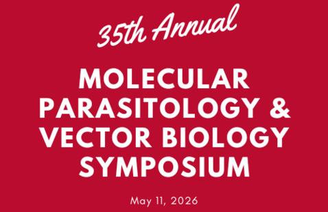 red block with the words 35th Annual Molecular Parasitology & Vector Biology Symposium in white