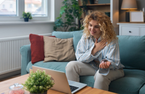 Picture of woman in front of laptop