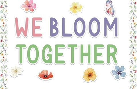 "we bloom together" in spring colors for a firelands event