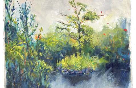 Ava Cui, Plano West Sr. High, Honoring Grieving in Ningbo, Acrylic on Rice Paper