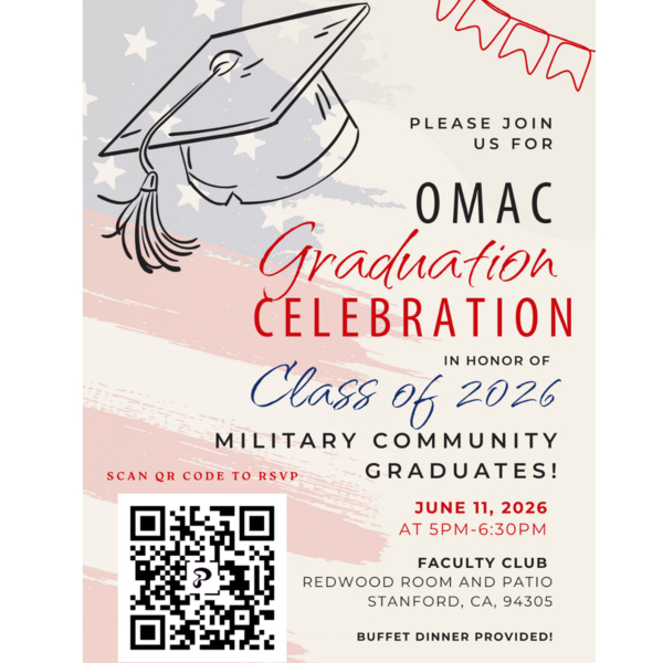 Flyer inviting community to OMAC Class of 2026 graduation celebration. Flyer includes date and time of event along with RSVP directions. 