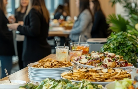 Food spread at a gathering