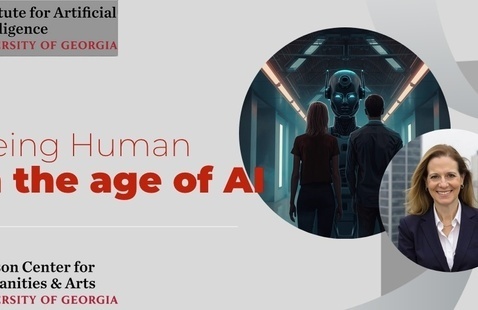 Being Human in the Age of AI with names of sponsors and picture of Kat Koppet.