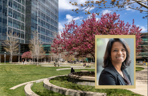 Veena Krishnamoorthy on Campus Background