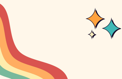 Rainbow and four-point stars graphic