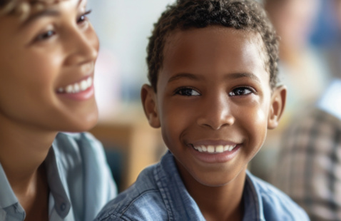 Stock image of a mother and son